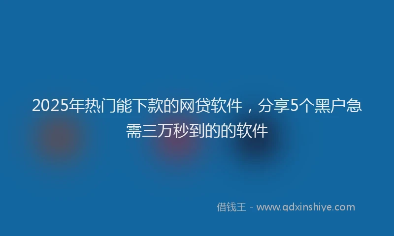 2025年热门能下款的网贷软件，分享5个黑户急需三万秒到的的软件
