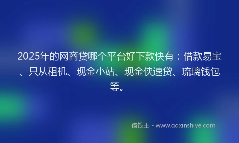 2025年的网商贷哪个平台好下款快有：借款易宝、只从租机、现金小站、现金侠速贷、琉璃钱包等。