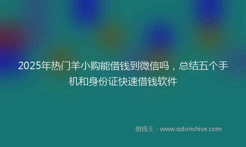 2025年热门羊小购能借钱到微信吗，总结五个手机和身份证快速借钱软件