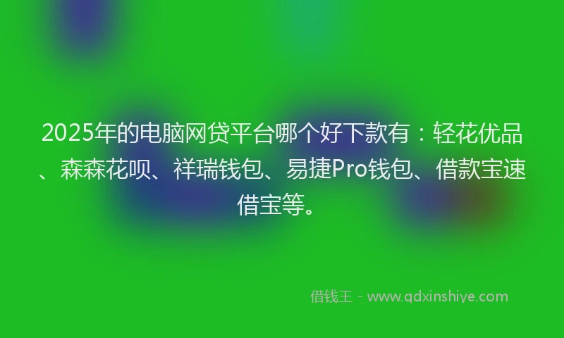 2025年的电脑网贷平台哪个好下款有：轻花优品、森森花呗、祥瑞钱包、易捷Pro钱包、借款宝速借宝等。