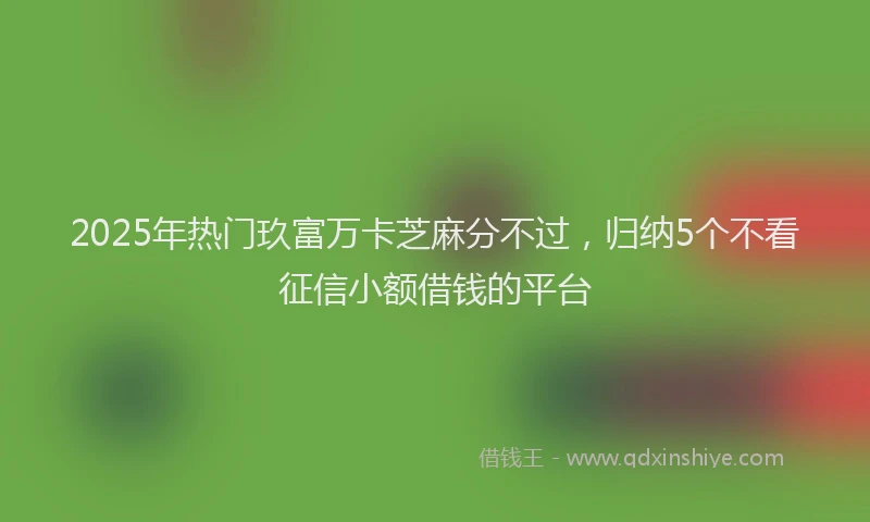 2025年热门玖富万卡芝麻分不过，归纳5个不看征信小额借钱的平台