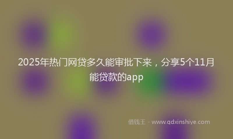 2025年热门网贷多久能审批下来，分享5个11月能贷款的app