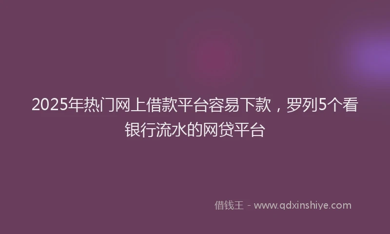 2025年热门网上借款平台容易下款，罗列5个看银行流水的网贷平台