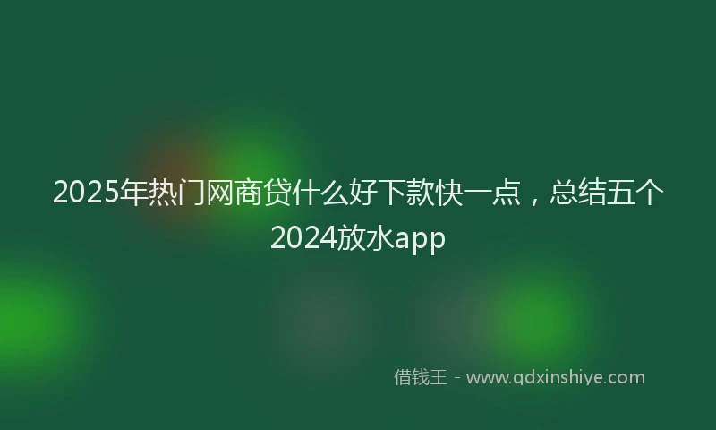 2025年热门网商贷什么好下款快一点，总结五个2024放水app