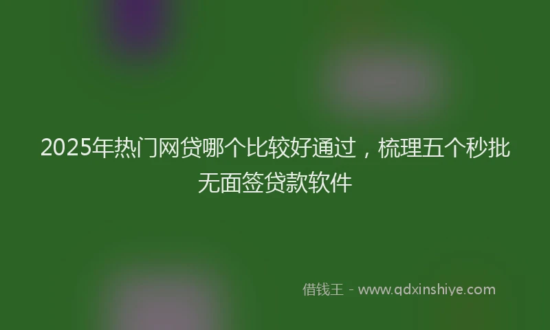 2025年热门网贷哪个比较好通过，梳理五个秒批无面签贷款软件