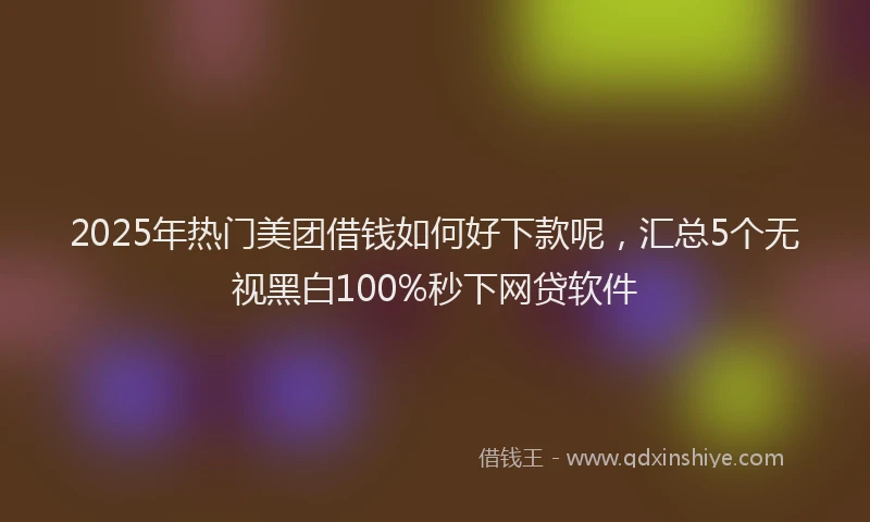 2025年热门美团借钱如何好下款呢，汇总5个无视黑白100%秒下网贷软件