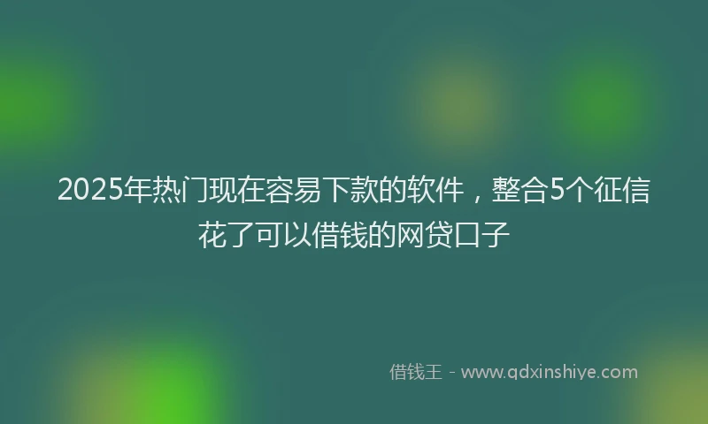 2025年热门现在容易下款的软件，整合5个征信花了可以借钱的网贷口子