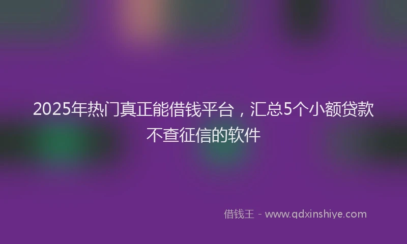 2025年热门真正能借钱平台，汇总5个小额贷款不查征信的软件