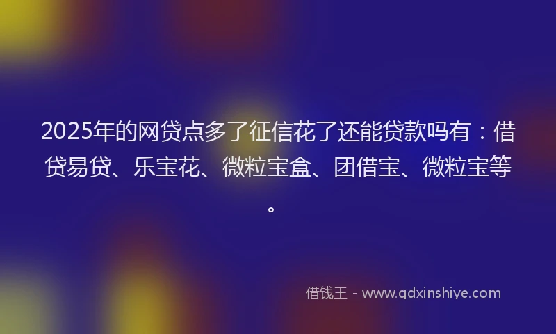2025年的网贷点多了征信花了还能贷款吗有：借贷易贷、乐宝花、微粒宝盒、团借宝、微粒宝等。