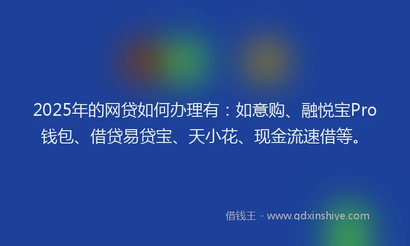2025年的网贷如何办理有：如意购、融悦宝Pro钱包、借贷易贷宝、天小花、现金流速借等。
