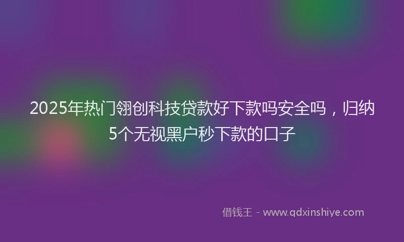 2025年热门翎创科技贷款好下款吗安全吗，归纳5个无视黑户秒下款的口子