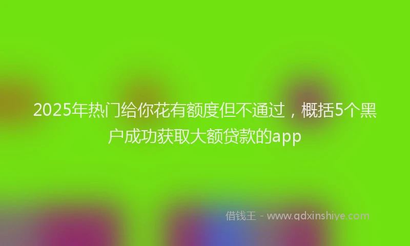 2025年热门给你花有额度但不通过，概括5个黑户成功获取大额贷款的app