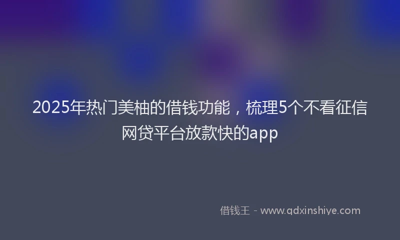 2025年热门美柚的借钱功能，梳理5个不看征信网贷平台放款快的app