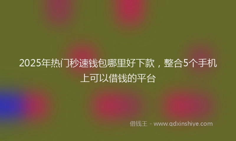 2025年热门秒速钱包哪里好下款，整合5个手机上可以借钱的平台