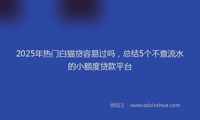 2025年热门白猫贷容易过吗，总结5个不查流水的小额度贷款平台