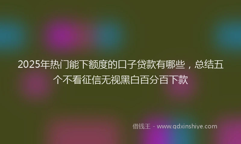 2025年热门能下额度的口子贷款有哪些,总结五个不看征信无视黑白百分百下款