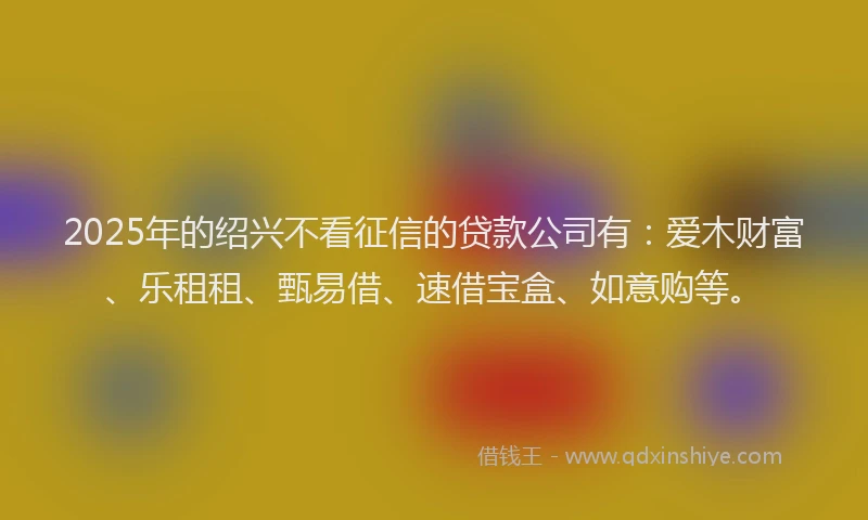 2025年的绍兴不看征信的贷款公司有：爱木财富、乐租租、甄易借、速借宝盒、如意购等。
