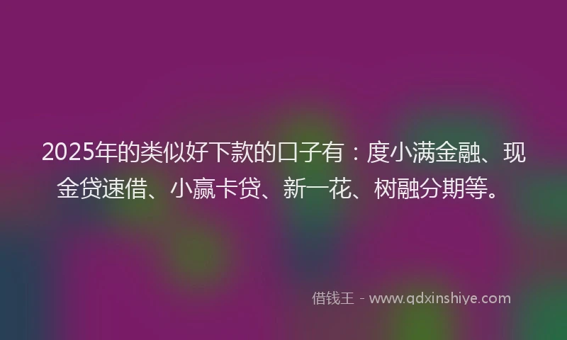2025年的类似好下款的口子有：度小满金融、现金贷速借、小赢卡贷、新一花、树融分期等。