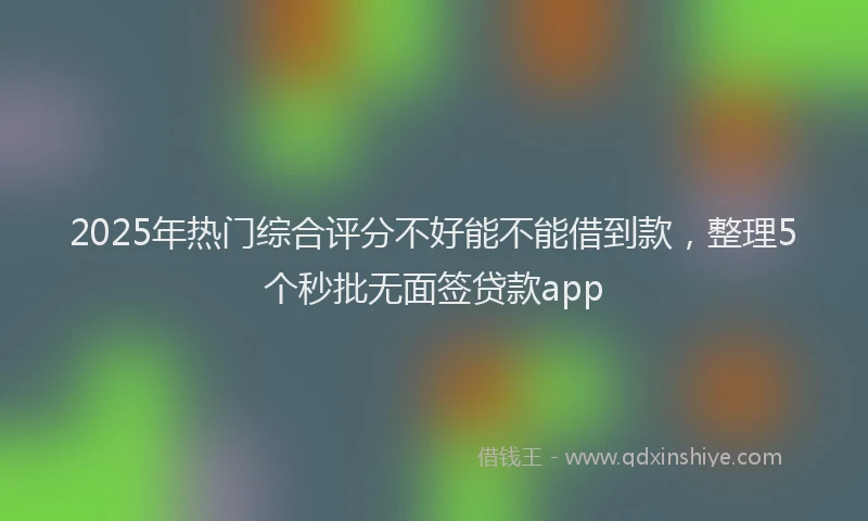 2025年热门综合评分不好能不能借到款，整理5个秒批无面签贷款app