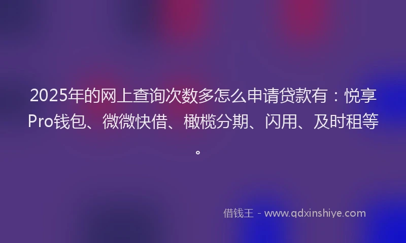 2025年的网上查询次数多怎么申请贷款有：悦享Pro钱包、微微快借、橄榄分期、闪用、及时租等。