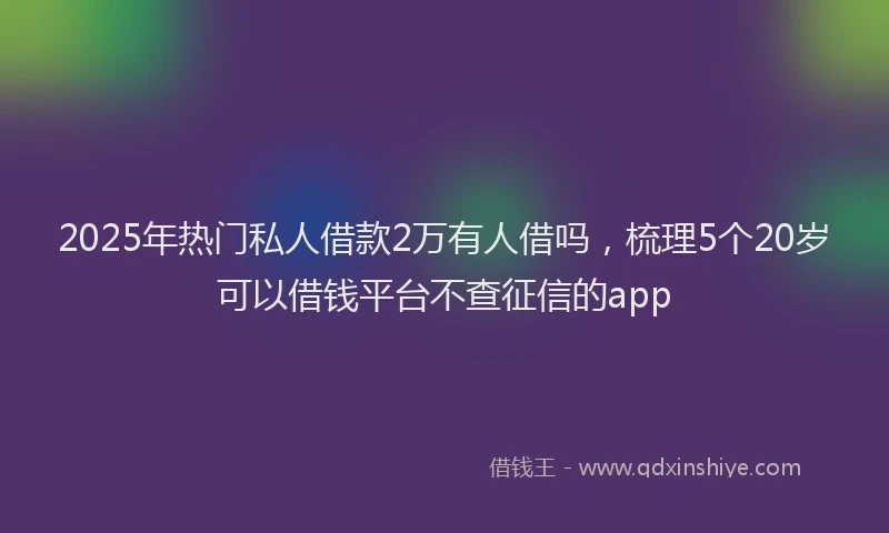 2025年热门私人借款2万有人借吗，梳理5个20岁可以借钱平台不查征信的app