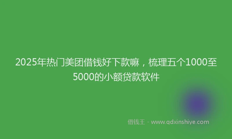 2025年热门美团借钱好下款嘛，梳理五个1000至5000的小额贷款软件