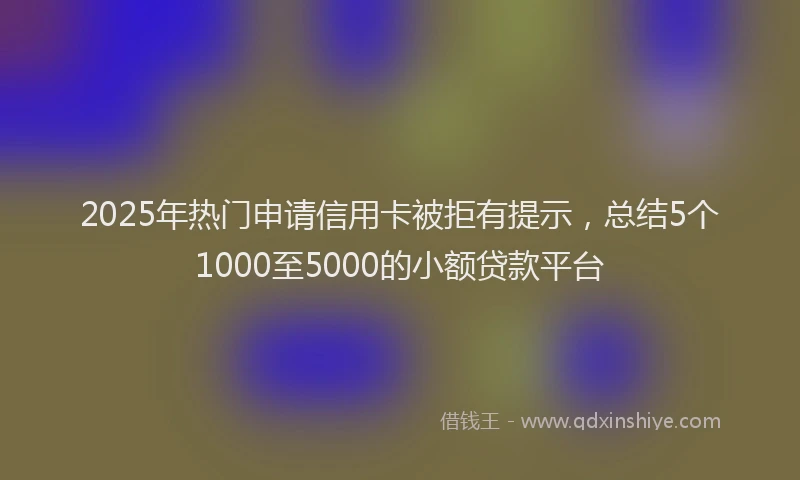 2025年热门申请信用卡被拒有提示，总结5个1000至5000的小额贷款平台