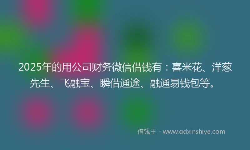 2025年的用公司财务微信借钱有：喜米花、洋葱先生、飞融宝、瞬借通途、融通易钱包等。