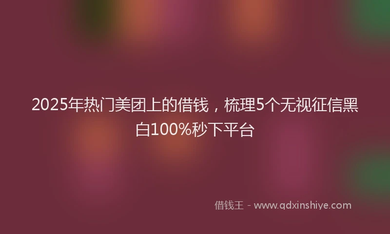 2025年热门美团上的借钱，梳理5个无视征信黑白100%秒下平台