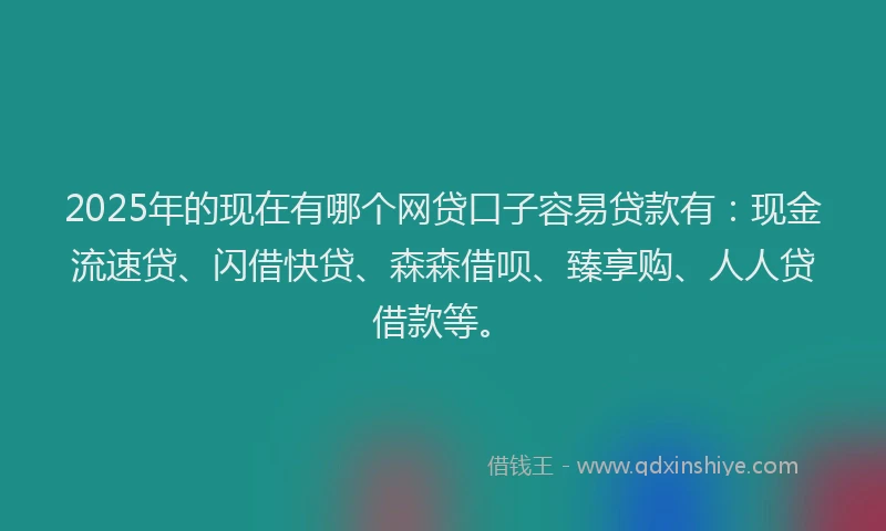 2025年的现在有哪个网贷口子容易贷款有：现金流速贷、闪借快贷、森森借呗、臻享购、人人贷借款等。