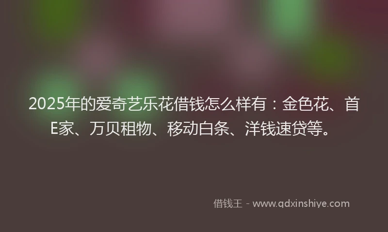 2025年的爱奇艺乐花借钱怎么样有:金色花、首E家、万贝租物、移动白条、洋钱速贷等。