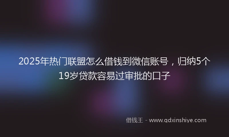 2025年热门联盟怎么借钱到微信账号，归纳5个19岁贷款容易过审批的口子