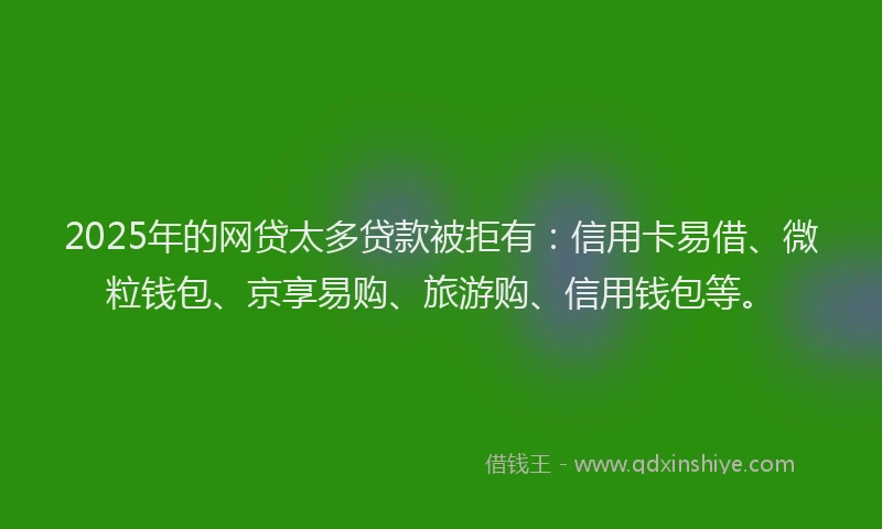 2025年的网贷太多贷款被拒有:信用卡易借、微粒钱包、京享易购、旅游购、信用钱包等。