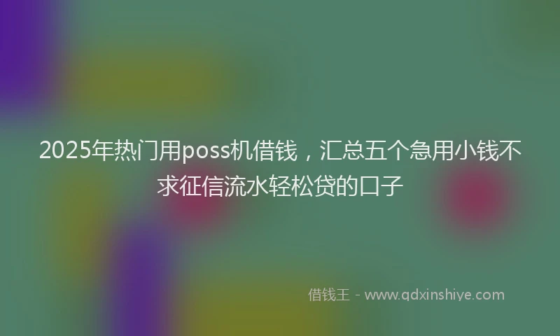 2025年热门用poss机借钱，汇总五个急用小钱不求征信流水轻松贷的口子