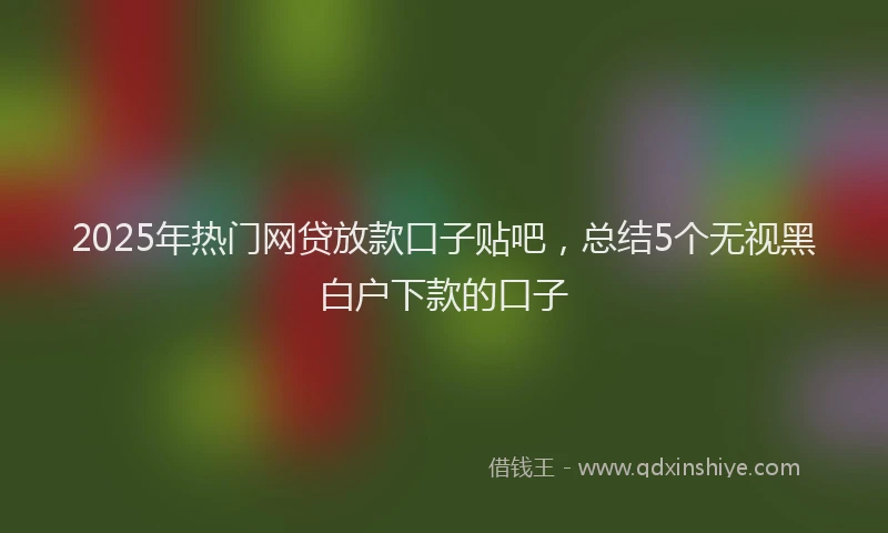 2025年热门网贷放款口子贴吧，总结5个无视黑白户下款的口子