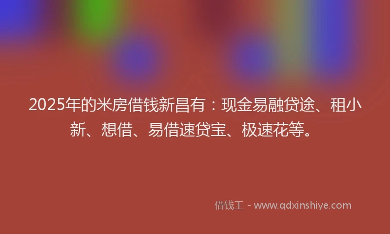 2025年的米房借钱新昌有：现金易融贷途、租小新、想借、易借速贷宝、极速花等。