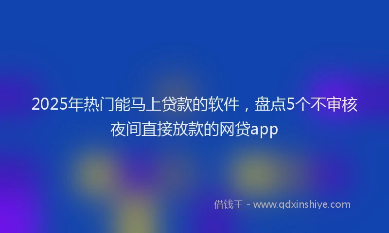 2025年热门能马上贷款的软件，盘点5个不审核夜间直接放款的网贷app