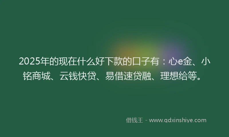 2025年的现在什么好下款的口子有:心e金、小铭商城、云钱快贷、易借速贷融、理想给等。