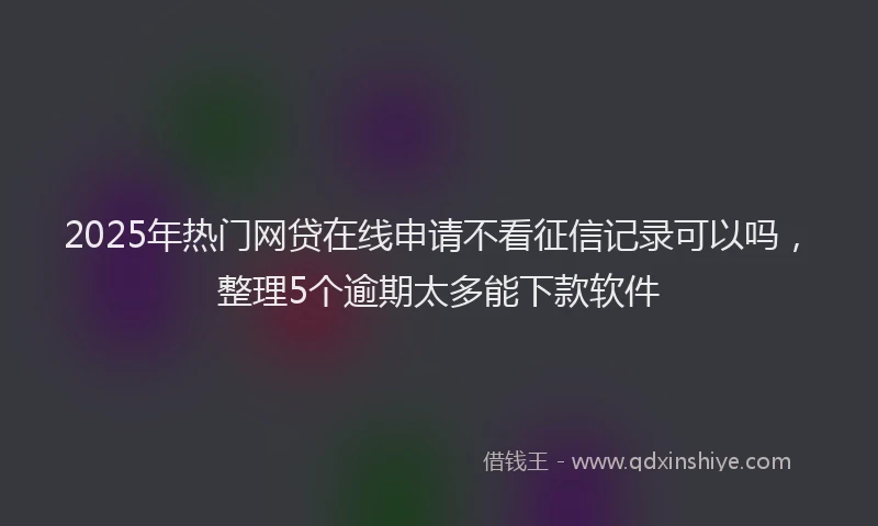 2025年热门网贷在线申请不看征信记录可以吗，整理5个逾期太多能下款软件
