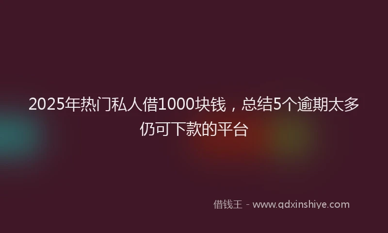 2025年热门私人借1000块钱,总结5个逾期太多仍可下款的平台