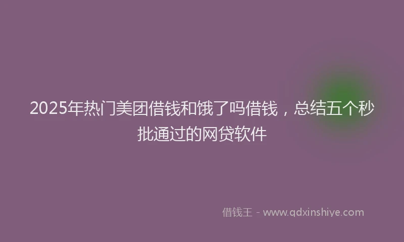 2025年热门美团借钱和饿了吗借钱,总结五个秒批通过的网贷软件
