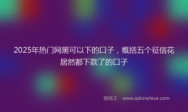 2025年热门网黑可以下的口子，概括五个征信花居然都下款了的口子