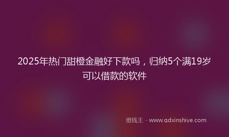 2025年热门甜橙金融好下款吗，归纳5个满19岁可以借款的软件