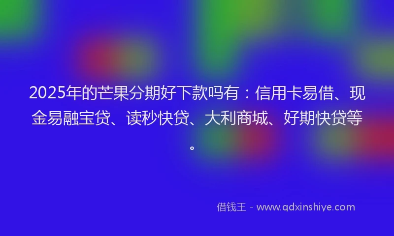 2025年的芒果分期好下款吗有：信用卡易借、现金易融宝贷、读秒快贷、大利商城、好期快贷等。
