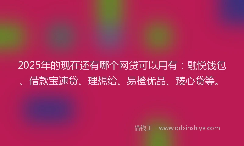 2025年的现在还有哪个网贷可以用有：融悦钱包、借款宝速贷、理想给、易橙优品、臻心贷等。