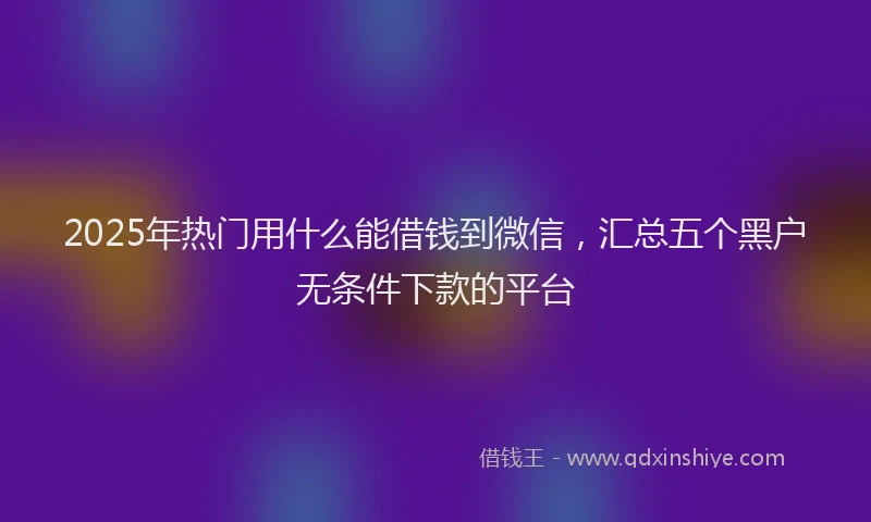 2025年热门用什么能借钱到微信，汇总五个黑户无条件下款的平台