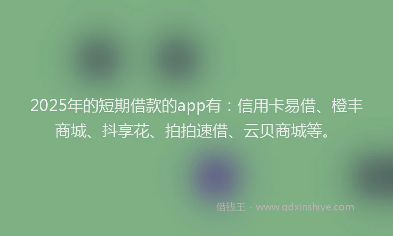 2025年的短期借款的app有:信用卡易借、橙丰商城、抖享花、拍拍速借、云贝商城等。