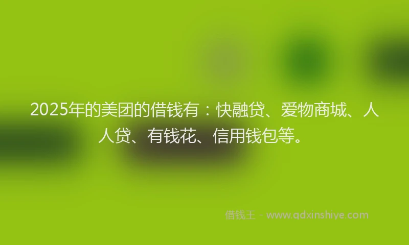 2025年的美团的借钱有：快融贷、爱物商城、人人贷、有钱花、信用钱包等。