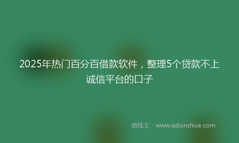 2025年热门百分百借款软件，整理5个贷款不上诚信平台的口子