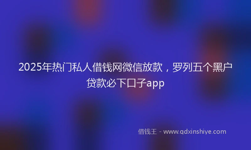 2025年热门私人借钱网微信放款,罗列五个黑户贷款必下口子app